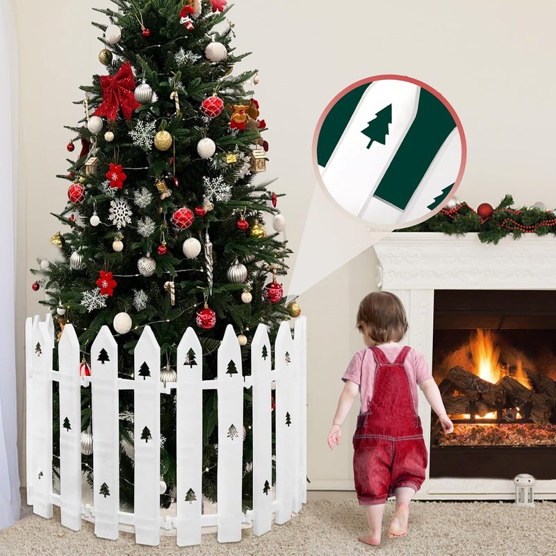 SORANGEUN Extra Height 16” Christmas Tree Fence, 24pcs Christmas Tree Gate, White Christmas Fence Decorations for Cat, Small Dog, Suit for Christmas, Birthday, Wedding Decoration - Image 4